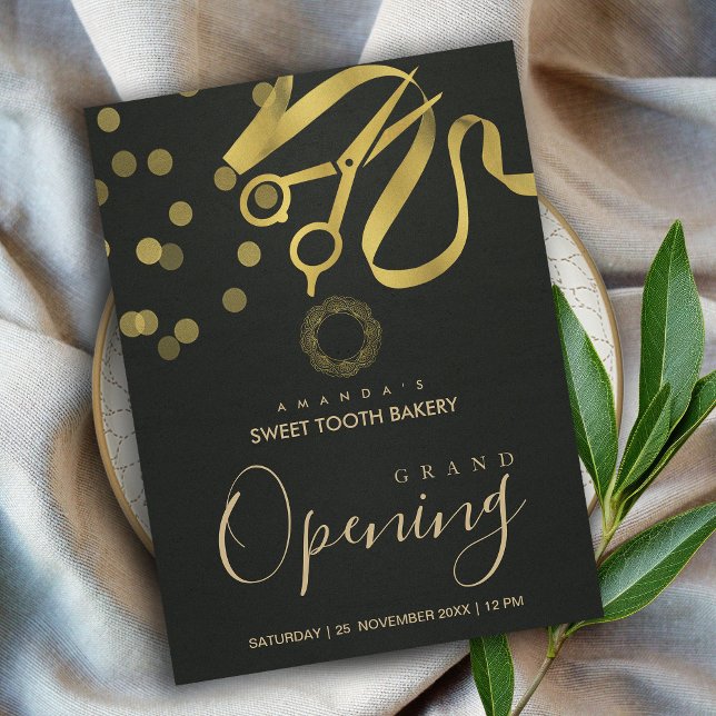 CONVITE DE ABERTURA DE GRÃO DE CORTE DOURADA PRETA (Criador carregado)