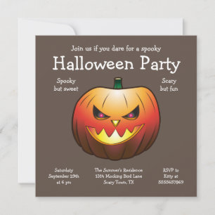 Convite de Abóbora de Halloween em Cartão Plano