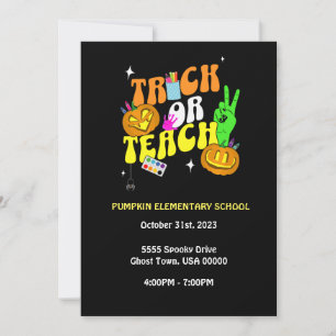 Convite de Abóbora Editável Trick or Teach