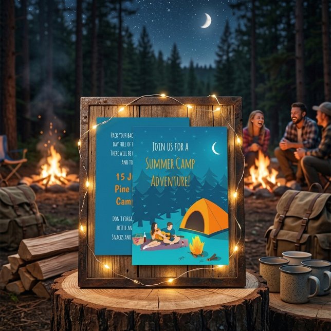 Convite de Acampamento de Verão | Design Desenhado (Criador carregado)