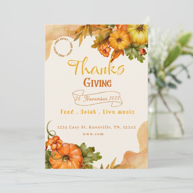 Convite de Ação de Graças (Em pé/Frente)