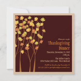 Convite de Ação de Graças das Folhas de Outono Cai