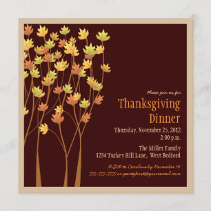 Convite de Ação de Graças das Folhas de Outono Cai