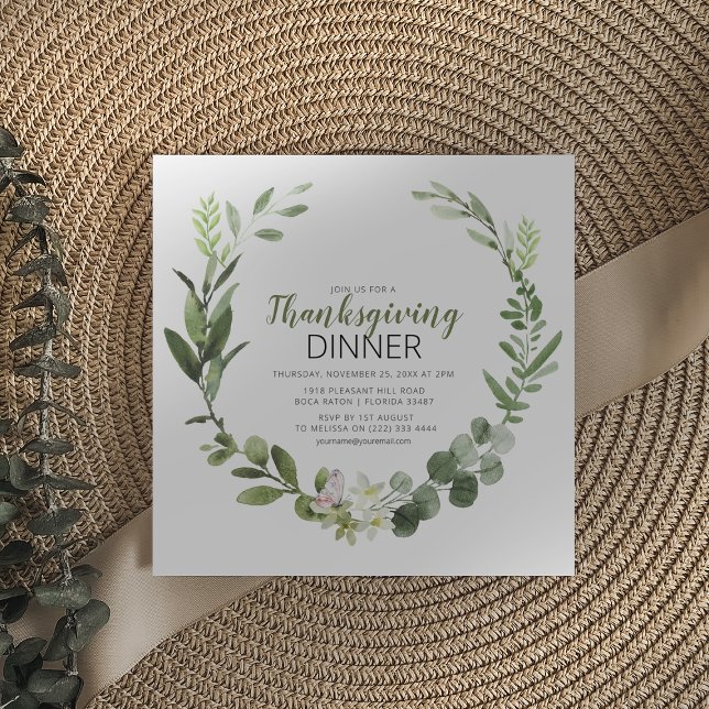 Convite de Ação de Graças de Verde Elegante (Criador carregado)