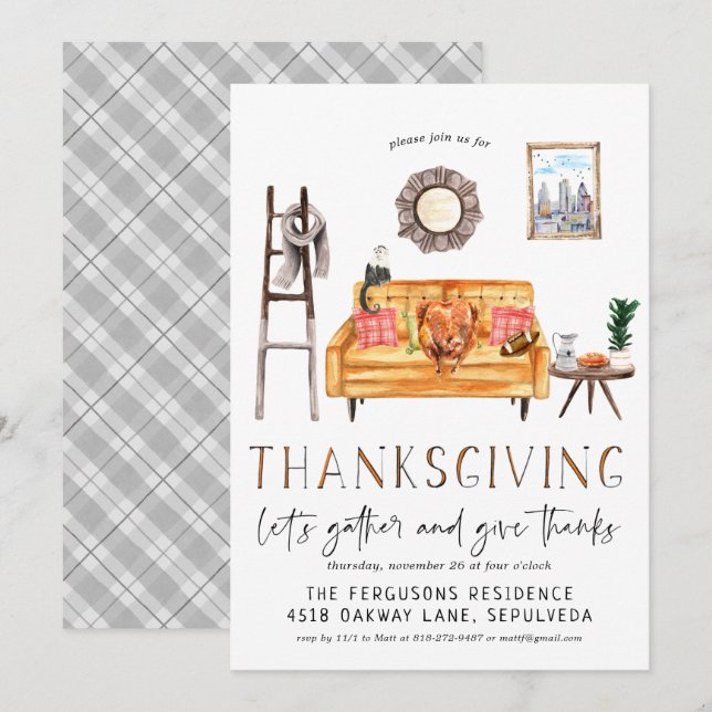 Convite de Ação de Graças do Friendsgiving Fofo (Frente/Verso)
