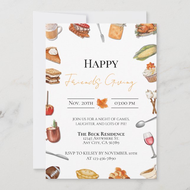 Convite de Ação de Graças entre Amigos (Frente)