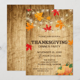 Convite de Ação de Graças para uma festa de janto 