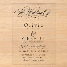 Convite de Acrílico de Casamento com Letra Elegant