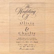 Convite de Acrílico de Casamento com Letra Elegant