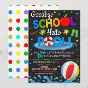 Convite de Adeus à Escola Olá Festa na Piscina
