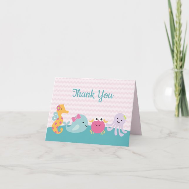 Convite de agradecimento da vida de menina no ocea (Frente)