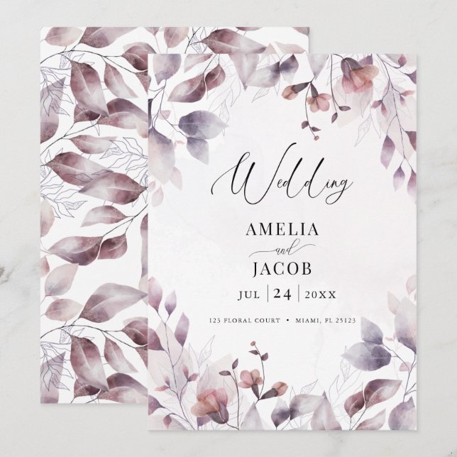 Convite de água crepuscular com vegetação moderna (Frente/Verso)