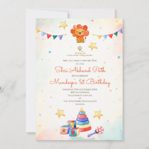 Convite de Akhand Path para o 1º aniversário inclu