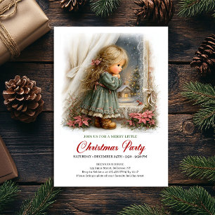 Convite de Alegria de Natal Cena de Natal Menina F
