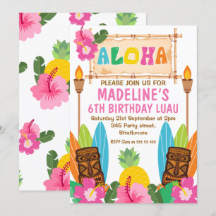 Convite de Aloha Luau Birthday