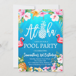 Convite de Aloha para Aniversário do Partido da Pi