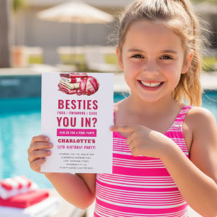 Convite de Amigas para Festa de Piscina com Aquare