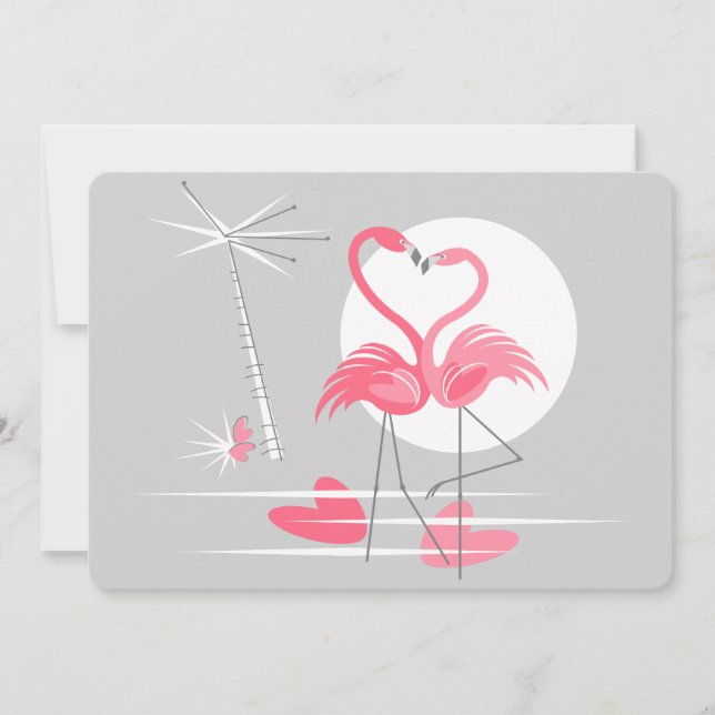 Convite de amor de flamingo horizontal (Frente)