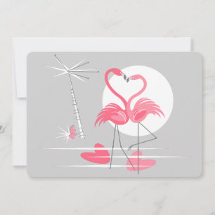 Convite de amor de flamingo horizontal