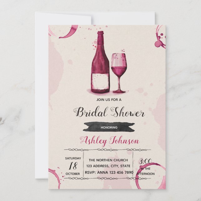 Convite de amor e vinho tudo o que você precisa (Frente)