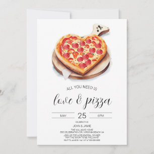 Convite de Amor & Pizza, Chuveiro de Casal Engajad