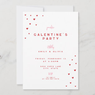 Convite de Amor Vermelho para Festa de Galentines