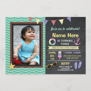 Convite De Anchor De Verão De Foto De Aniversário 