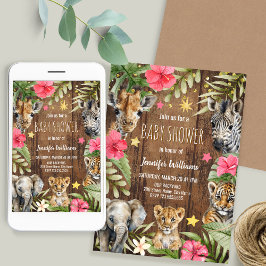 Convite de Animais Bebês para Chá de Bebê Safari