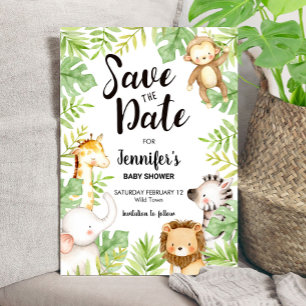 Convite de Animais da Selva para Salvar a Data