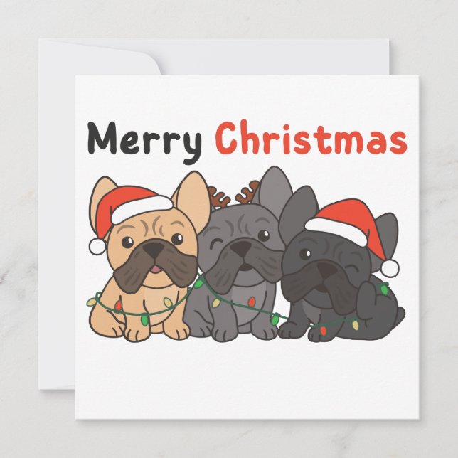 Convite de Animais de Natal de Bulldog Francês (Frente)