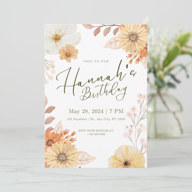 convite de aniversário (Em pé/Frente)