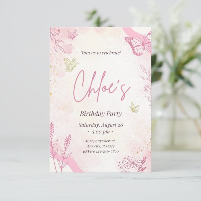 Convite de aniversário (Em pé/Frente)