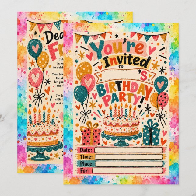 Convite de aniversário  (Frente/Verso)