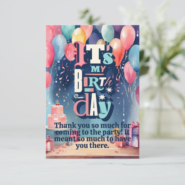 Convite de aniversário (Em pé/Frente)