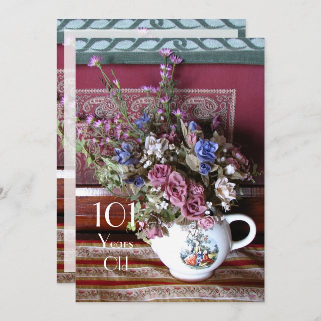 convite de aniversário 101rua, bule Vintage (Frente/Verso)
