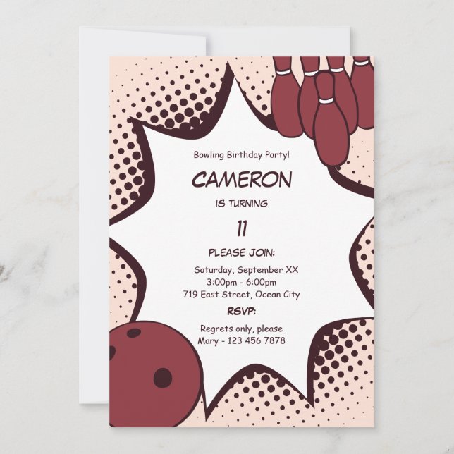 Convite de aniversário 11 boliche (Frente)