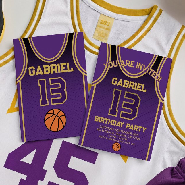 Convite de aniversário 13 de basquete para rapazes (Criador carregado)