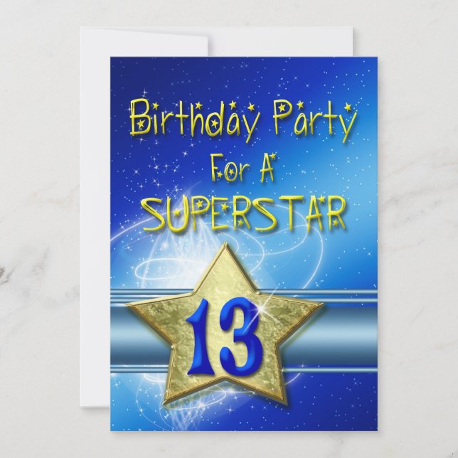 Convite de aniversário 13 para uma Superstar. (Frente)