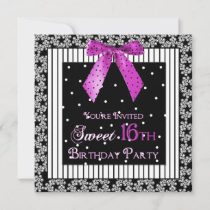 CONVITE DE ANIVERSÁRIO 16, Black/Fuchsia/Arco