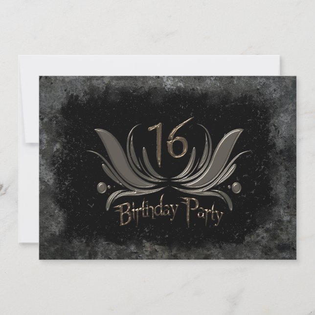 Convite de aniversário 16 mais fresco - Grunge (Frente)