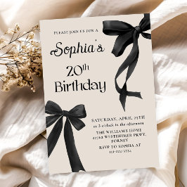 Convite de aniversário 20 Arco do coquete preto
