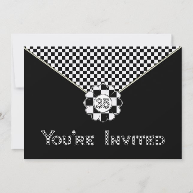 convite de aniversário 35 - BLK/WHT ENVELOPE (Frente)