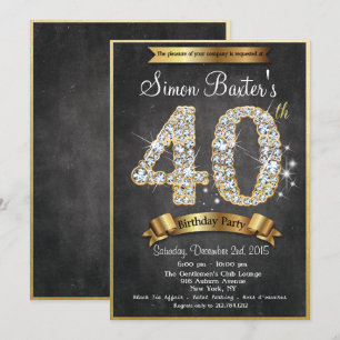 Convite de Aniversário 40º Aniversário Quadro Negr
