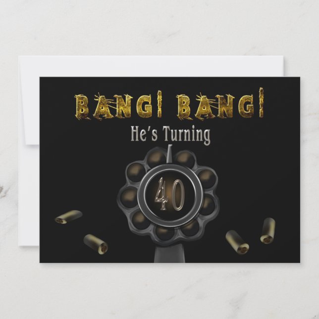 CONVITE DE ANIVERSÁRIO - 40º - BANG BANG! (Frente)