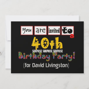 Convite de aniversário 40º SURPREE