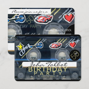 Convite de aniversário 50º de áudio T3 retrô