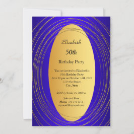 Convite de aniversário 50º de ouro azul