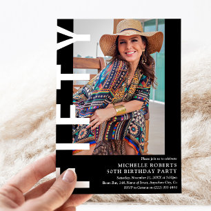 Convite de aniversário 50º Foto 50º Moderno FIFTY