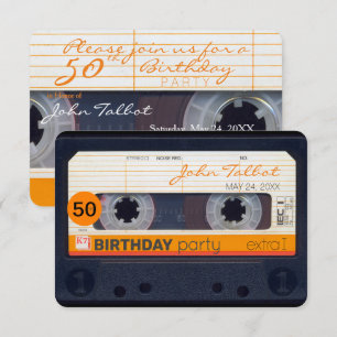 Convite de aniversário 50º Retro Audiotape