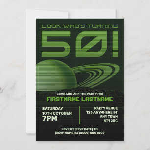 Convite de aniversário 50º Retrowave Verde
